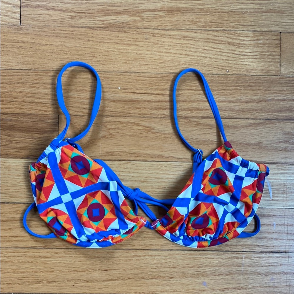 We Wore What Colorful Geometric Underwire Bikini Top
